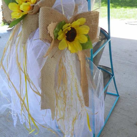 5 Yellow Sunflower Burlap Bow Party Wedding - Picture 3 of 10
